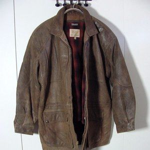 Vtg Georgetown Leather Flanel Lined Heavy Coat Sz L